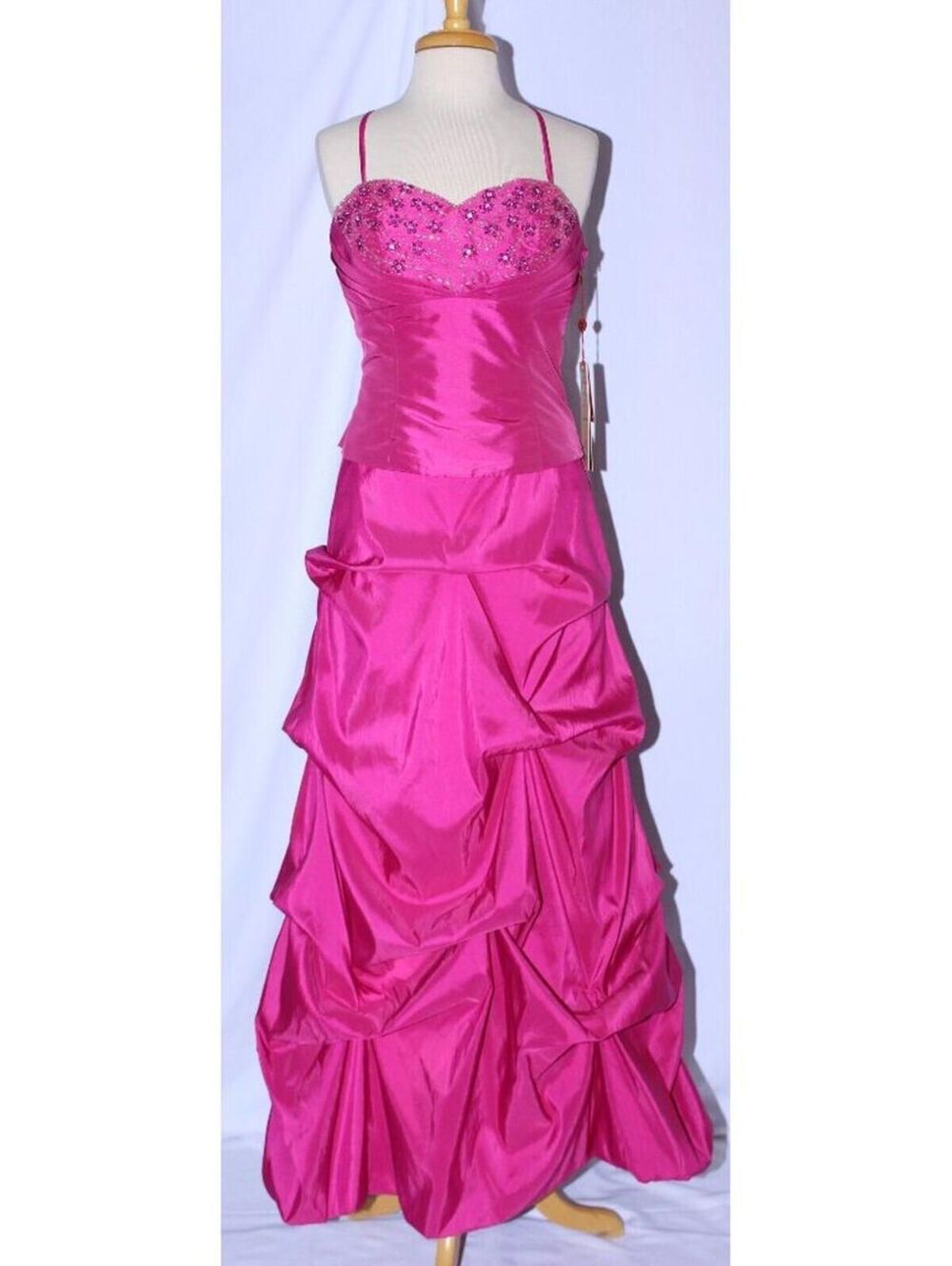 MayQueen #510 Taffeta Formal Prom or Ball Gown Pick-up Skirt-Size 10-FUCHSIA